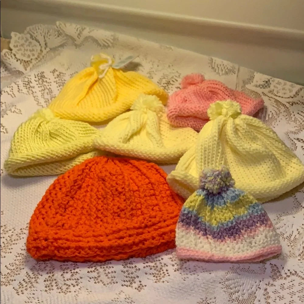 Bundle of Seven Crocheted 🧶Winter Beanies New